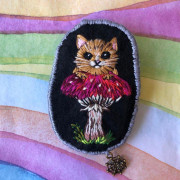 日本製造 - 日本職人手作 貓貓 刺繡 心口針